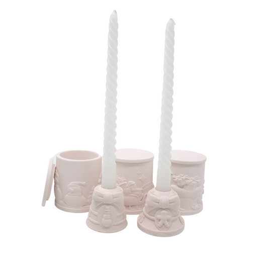 Christmas Jars - Set of 3 Jars & 2 Christmas Candle Holders