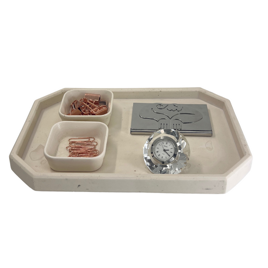 Oblong Tray with Octagon Edges & 2 Small Square Dishes