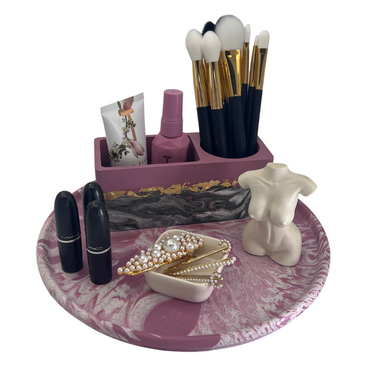 Medium Round Tray, Makeup Holder, Female Figure & Small Square Dish